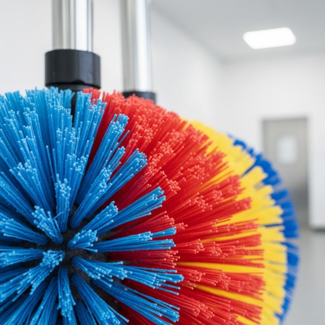 New colorful foam car wash brush segments for equipment maintenance.